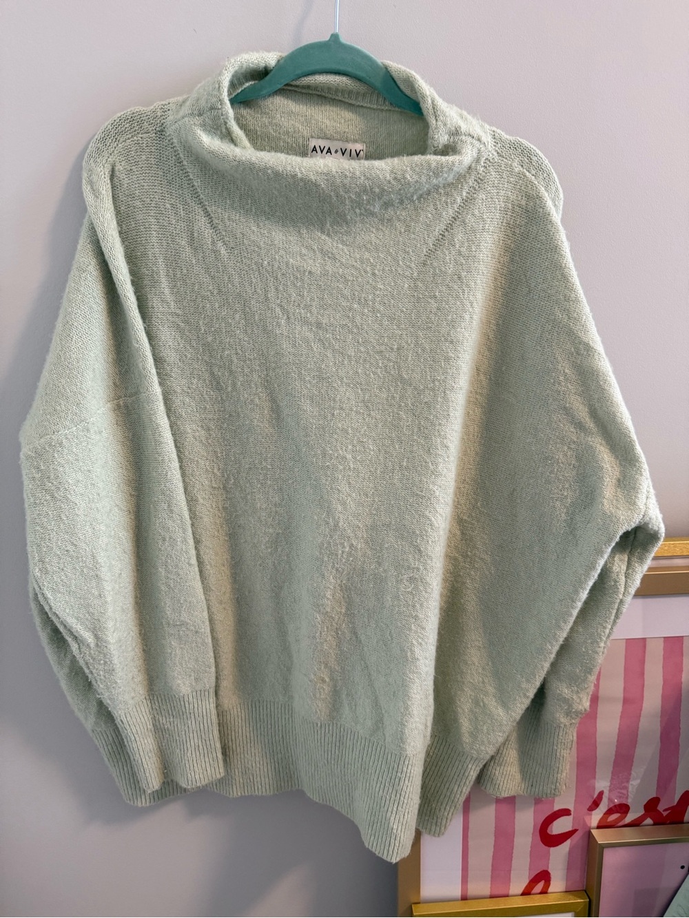 Ava & Viv Pastel Mint Cowl Neck Sweater